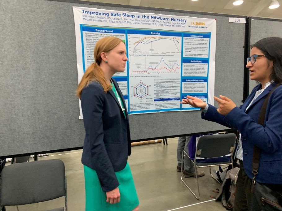 Suzanne Stewart, M.D. (2019) presents her medical education project to improve safe sleep in the newborn nursery at Pediatric Academic Societies (PAS) national conference.