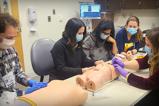 UC Davis neonatal-perinatal fellows in simulation room