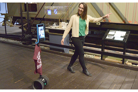 Tele-Robot gives virtual tour at Sacramento Railroad Museum.