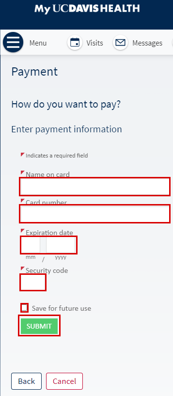 Payment/Credit Card Information