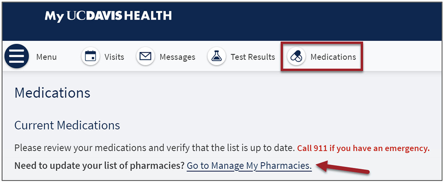 click on the Go to Manage My Pharmacies link