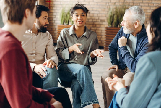 Group of people in a support session