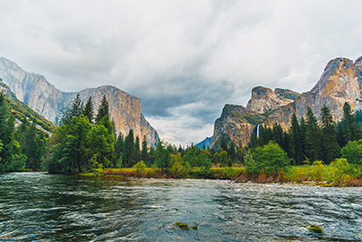 Merced River looking east into Yosemite Valley