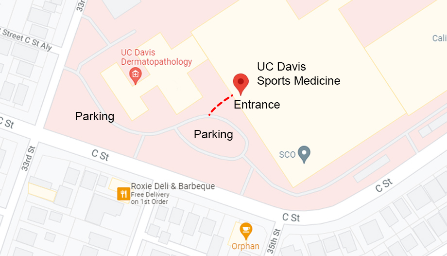 Sports Medicine parking location and entrance.