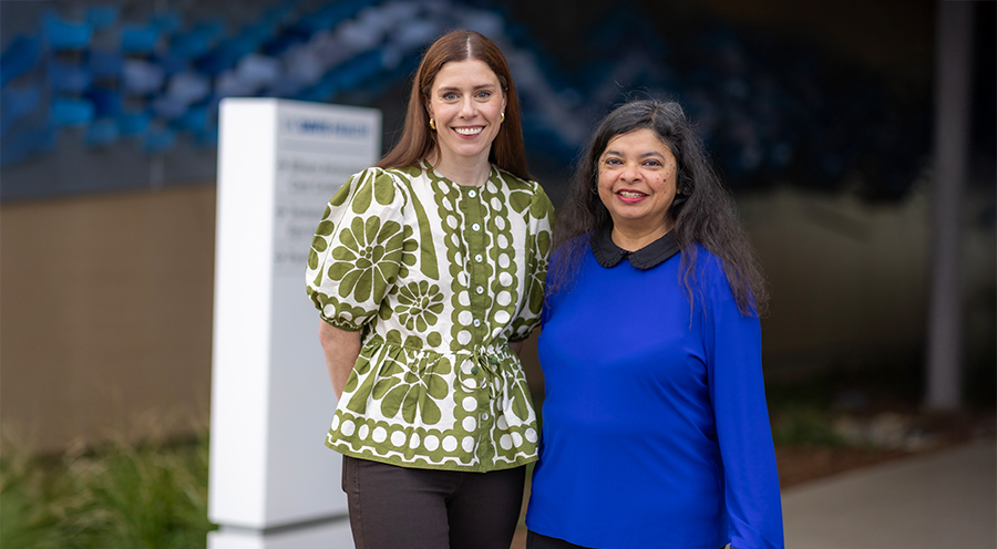Researchers Avery Braun and Paramita Ghosh are leading the study examining cancer risks farmworkers may face from pesticide exposure.