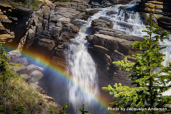 waterfall rainbow trees rocks-Photos by Jacquelyn Anderson