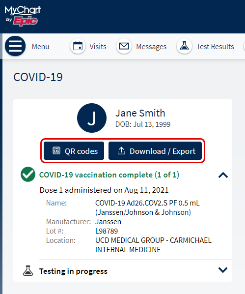 vaccination and recent COVID-19 testing status