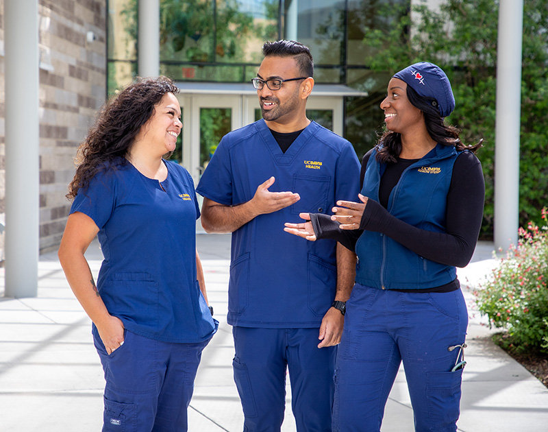 staff with blue uniform