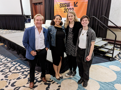 From left to right: Jim Steyer, Dawn Bounds, Frances Haugen and Sage Hirschfeld served together on a panel at South by Southwest (SXSW) discussing the impact of social media on teenage mental health. Photo credit: Common Sense Media. 