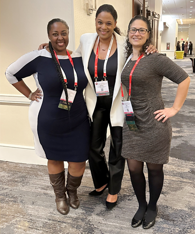 Betty Irene Moore Fellows Lenette M. Jones, Kimberly Souffront and Yamnia I. Cortés at the American Heart Association Scientific Sessions 2023. (c) UC Regents. All rights reserved.