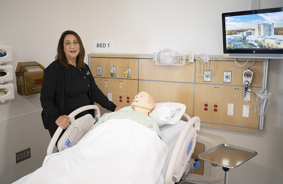 Amy Nichols in a simulation suite at Moore Hall