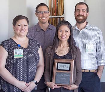 From left to right: UC Davis Health faculty Dr. Jennifer Kristjansson, Dr. Christian Sebat, Dr. Catherine Vu and Dr. Ian Julie. (c) UC Regents. All rights reserved.