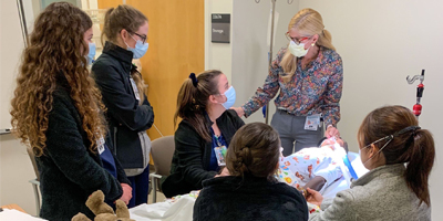 PICU nurses participate in an end-of-life simulation. (C) UC Davis Regents. All rights reserved. 