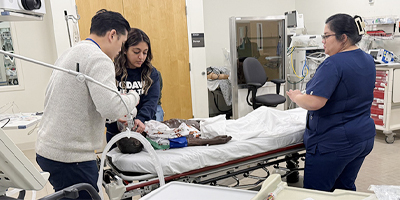 Pediatric critical care fellows conduct simulations. (C) UC Davis Regents. All rights reserved. 