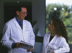 PHOTO — David Gandara, director of the UC Davis Cancer Center's Thoracic Oncology Program, with radiation oncologist Zelanna Goldberg.