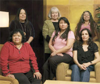 PHOTO — Mothers' Wisdom Advisory Council, clockwise from back row left: Linda Navarro (Cahuilla-Shasta heritage), Marlene von Friederichs-Fitzwater, Deyetta Pickens-Gist (Miwok-Maidu), Barbara Hart (Pawnee), Tanya Erck (Comanche) and Kellie Stevens (Paiute). Not pictured: Joleen Rodriguez (Miwok) and Billie Blue Elliston and Phyllis Cleveland (Ione Bank of Miwok)