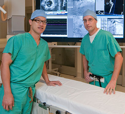 Cardiologists Garrett Wong (left) and Jeffrey Southard are part of UC Davis team dedicated to using minimally invasive treatments for heart valve disease.